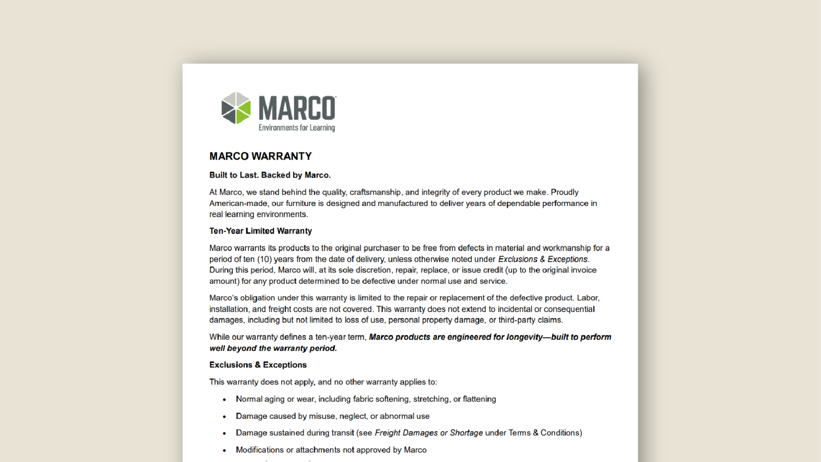 Sales & Resources - Marco