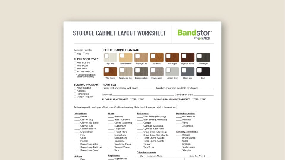Bandstor Worksheet